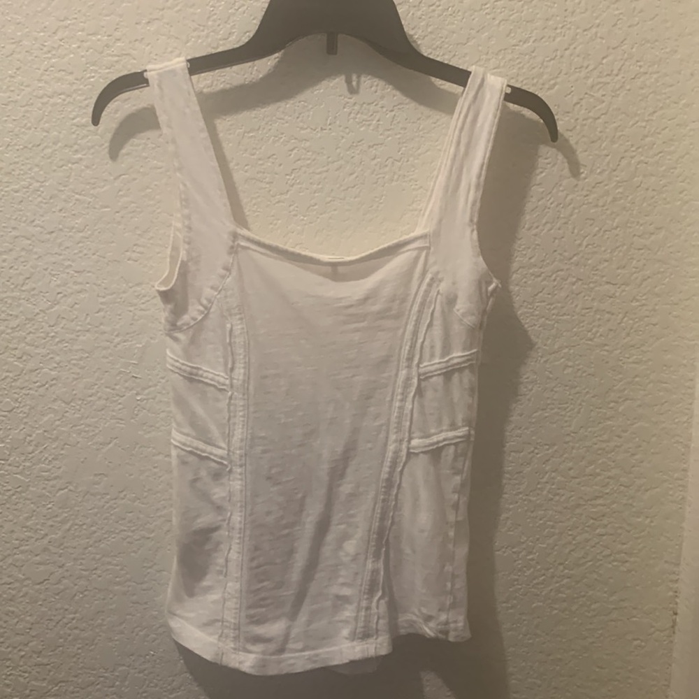 Free People White Ribbed Fitted Sleeveless Tank Top - Picture 7 of 8